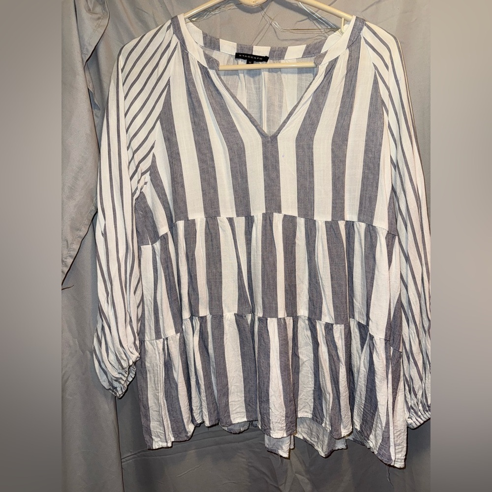 Dry Goods Staccato Blue and White Striped Blouse